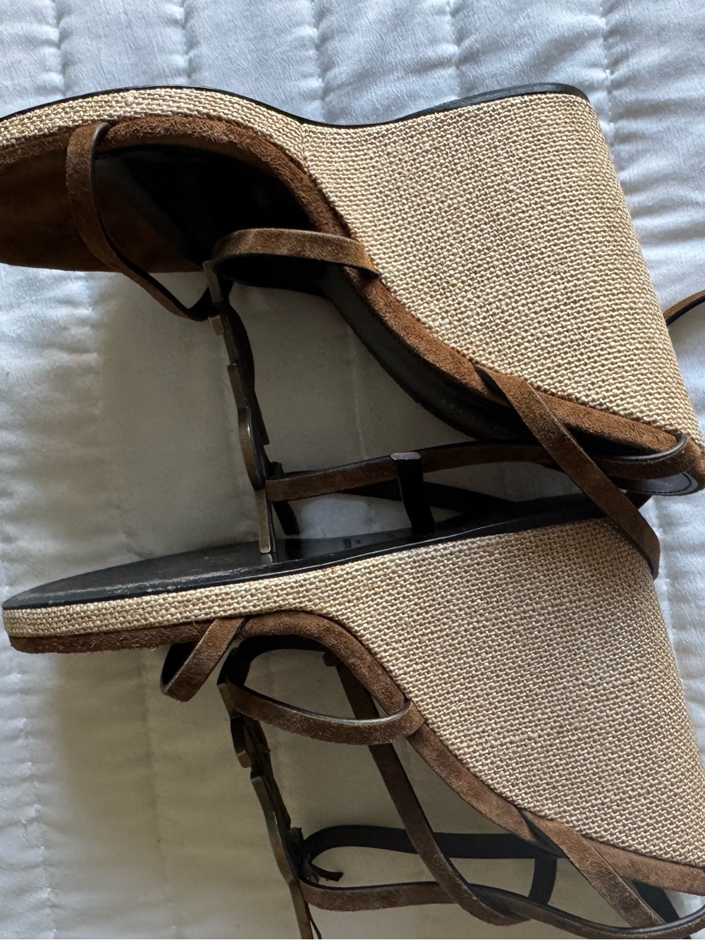 Saint Laurent YSL Cassandra Brown Suede Strappy Sandals - Picture 5 of 10